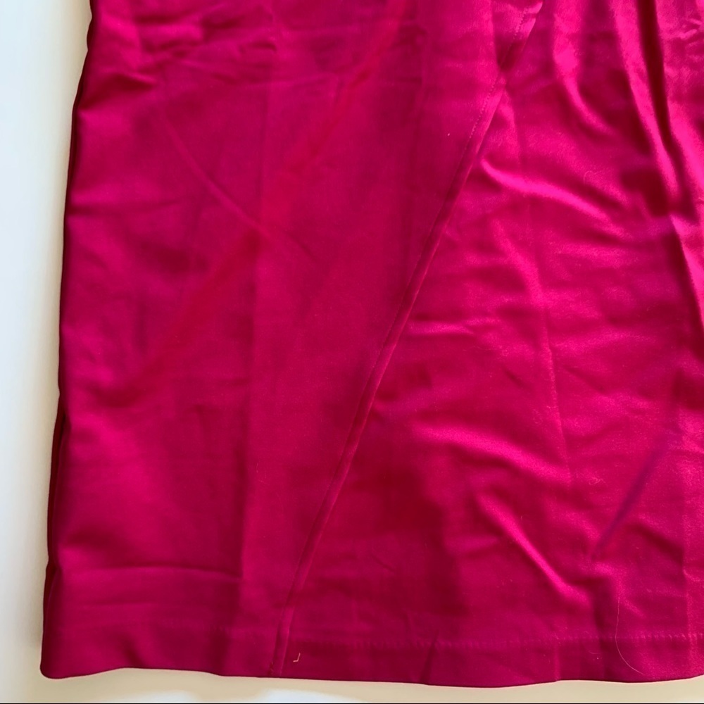 SMF Woman Faux Wrap Fuchsia Midi Pencil Skirt - Picture 4 of 7